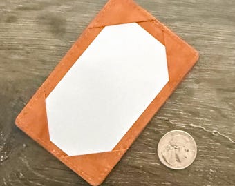 Ultra-Minimalist Saddle Brown Leather Jotter | For 2 x 3.5 notecards | Perfect for Money Clip | Front Pocket EDC | 2 x 3.5 notepad