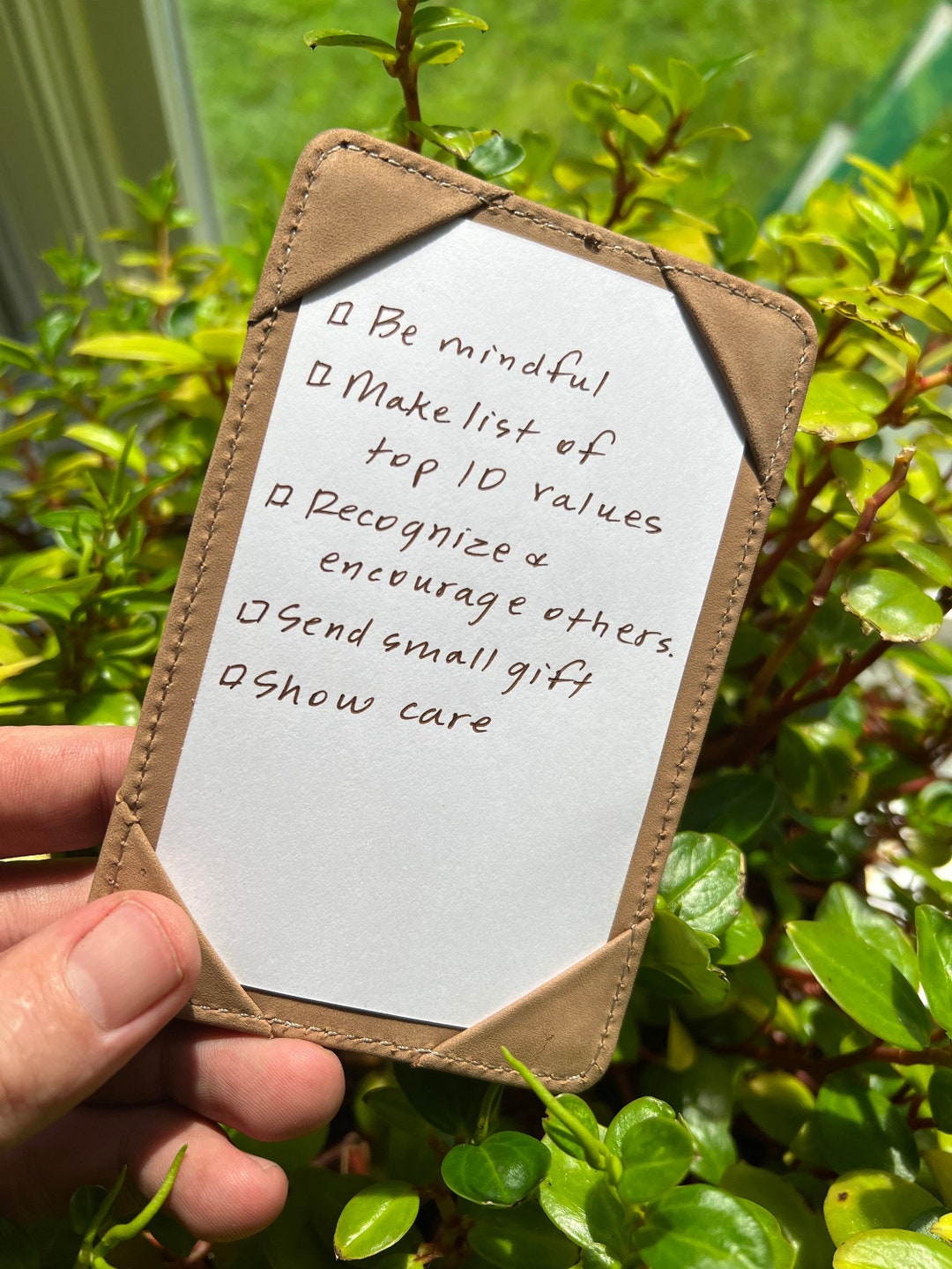 Index Card Holder Jotter Manila 100 Daino Calfskin Leather Slim Pocket