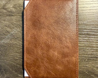 Leather Pocket Jotter – Saddle Chestnut Full Grain 3x5 Notecard Holder | Slim EDC Padfolio | Handmade Leather Card Holder Gift