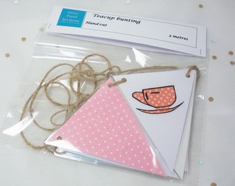 Teacup bunting, retro bunting, cup bunting, afternoon tea party, vintage teacups, retro bunting, teacup decor, party bunting, gift for her