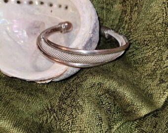 Vintage sterling silver unique bracelet, unique mesh sterling silver cuff bracelet