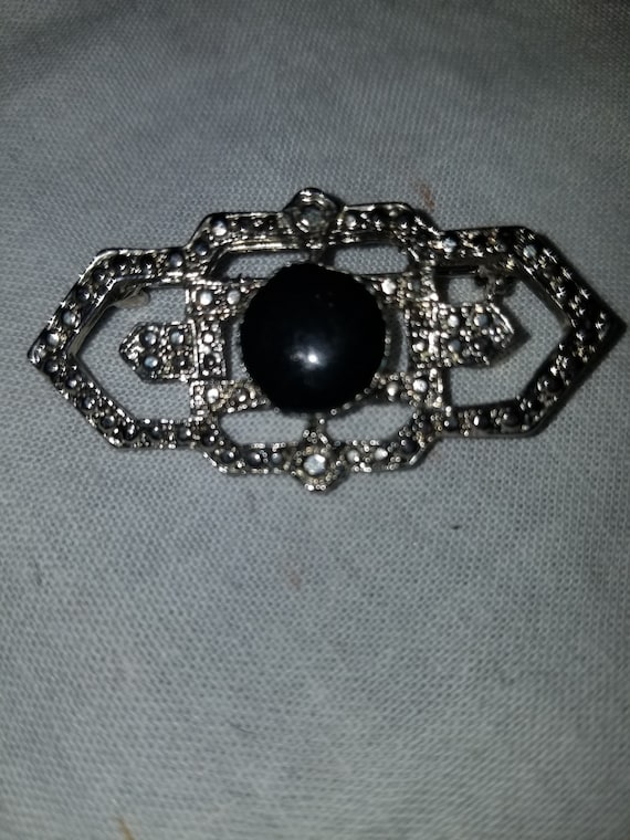 Vintage pin/ brooch, onyx brooch - image 5