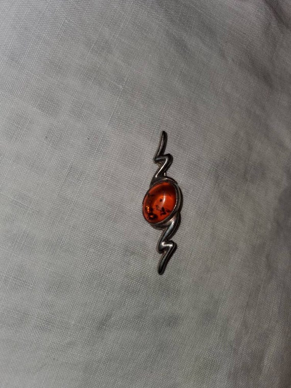 Vintage amber and sterling silver brooch - image 6