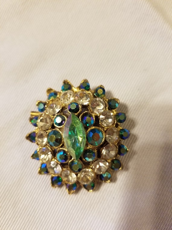 Vintage brooch,vintage  iridescent stone brooch - image 2