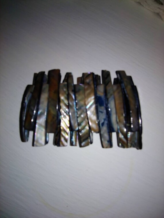 Vintage abalone bracelet, Abalone bracelet. Stret… - image 3