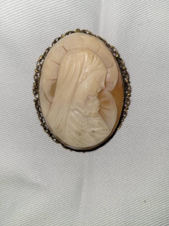 Rare vintage hand carved mother and child holy th… - image 1