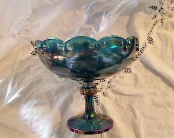 Vintage  Carnival glass compote/ footed bowl. vintage   compote, carnival glass bowl