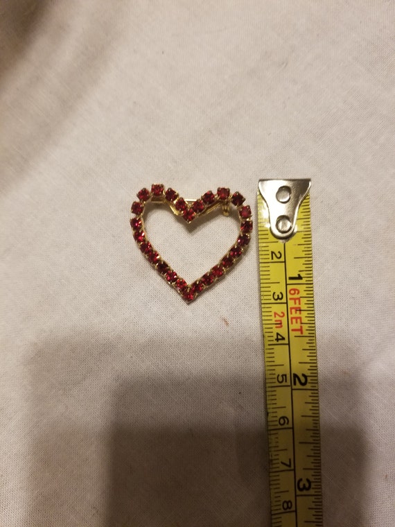 Heart brooch/pin, crystal heart pin - image 4