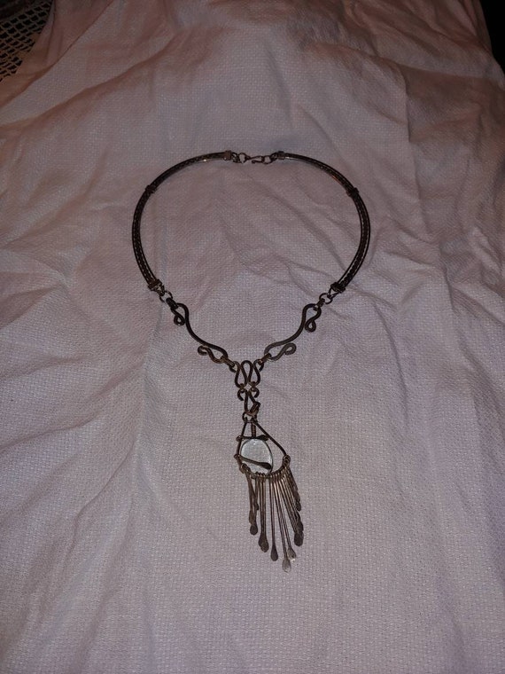 Vintage 1980s silver and crystal necklace and brac