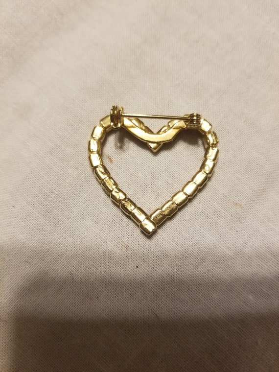 Heart brooch/pin, crystal heart pin - image 2