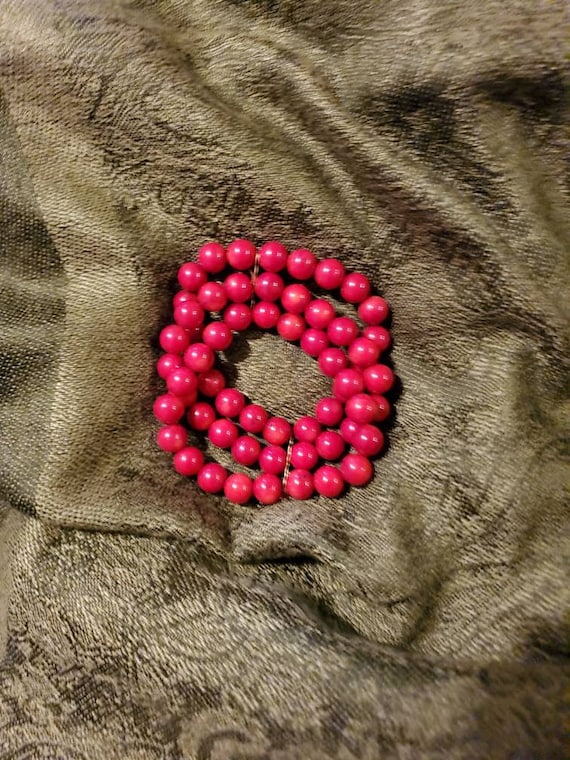Vintage red coral bead bracelet, coral bead bracel