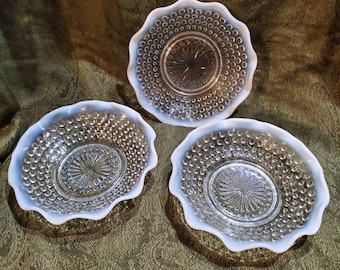 Vintage fenton  hobnail small bowls, vintage hobbail bowl, vintage milk glass bowls