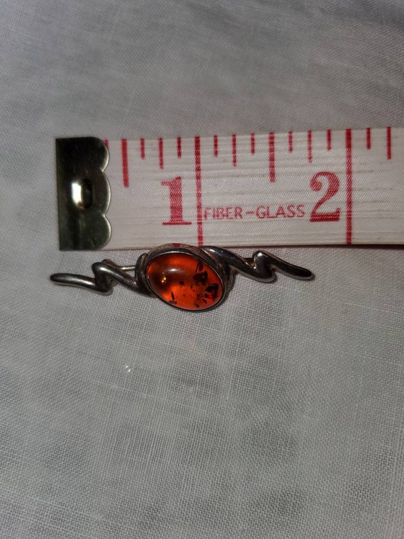 Vintage amber and sterling silver brooch - image 4