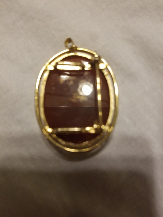 Vintage Amber Stone pendant/ brooch, amber colore… - image 3