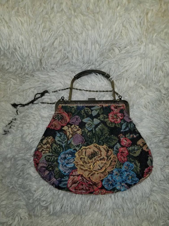 Vintage Cloth Beaded Bag Rug Bag Beaded Purse Etsy