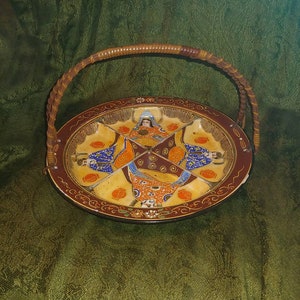 Vintage hand painted tray, vintage hand-painted Japanese tray, hand-painted in Japan tray, vintage Japanese handled tray