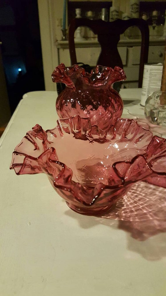Set of Two Vintage Pink Glass Bowls