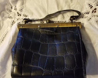 Vintage leather purse, vintage leather bag, vintage leather pocketbook made in italy