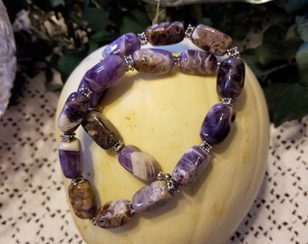 Vintage  Large amethyst bead necklace, Vantage amethyst necklace,