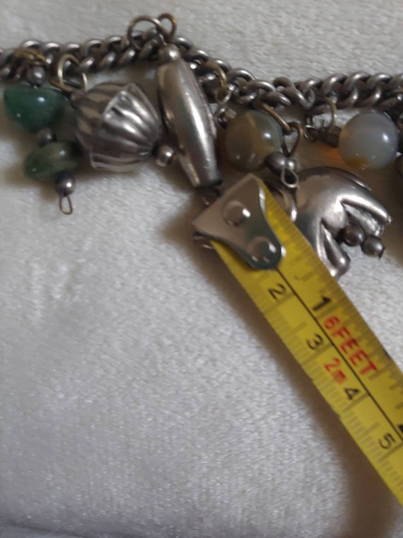 Vintage sterling silver charm bracelet, vintage S… - image 5