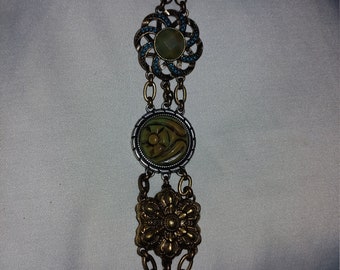 Vintage Jade brass bracelet