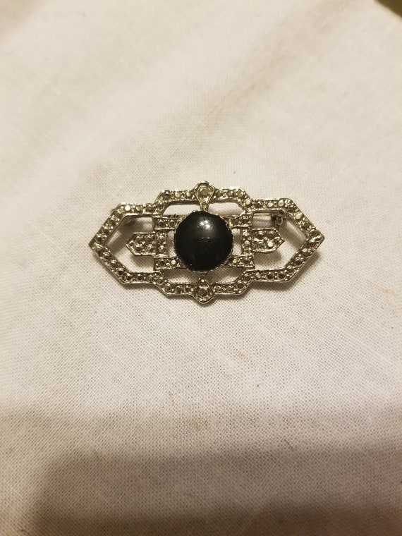 Vintage pin/ brooch, onyx brooch - image 1