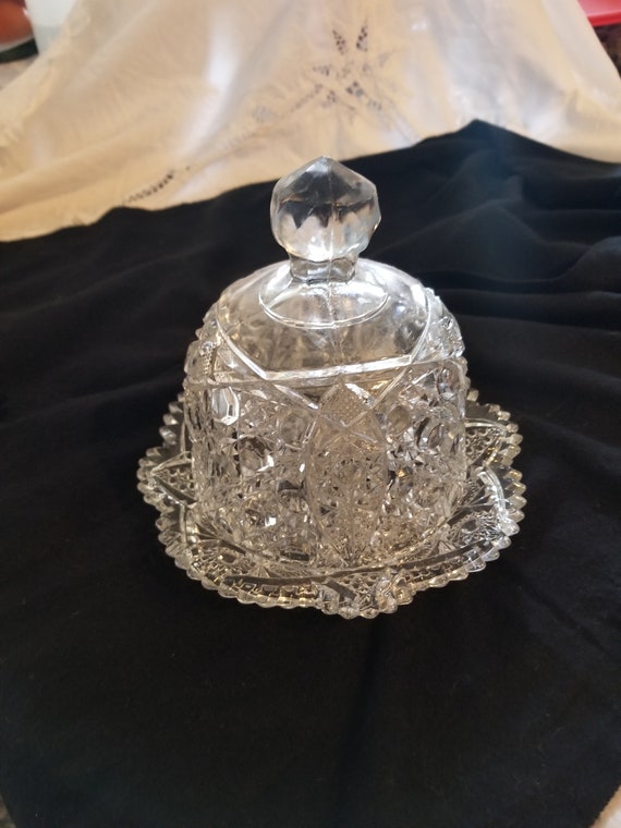 Vintage butter serving dish vintage crystal butter dish Etsy