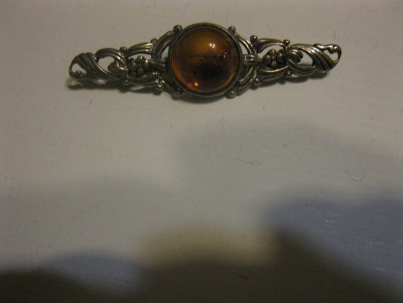 Vintage sterling silver amber brooch, amber brooc… - image 3