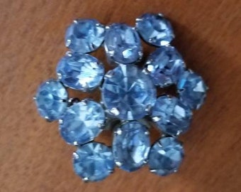 Vintage Bavarian crystal  broach , crystal broach. Blue Bavarian crystal btoach