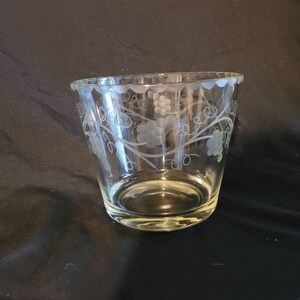 Vintage Hand etched glass Ice bucket
