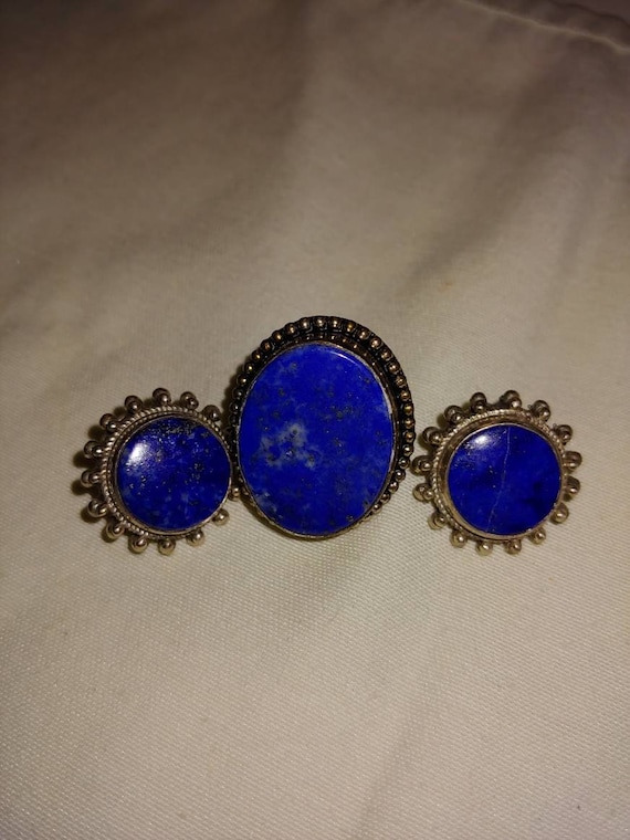 Vibtage lapis set, vintage Sterling silver lapis e