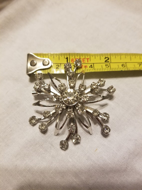 Vintage Sterling and crystal brooch, crystal pin,… - image 7