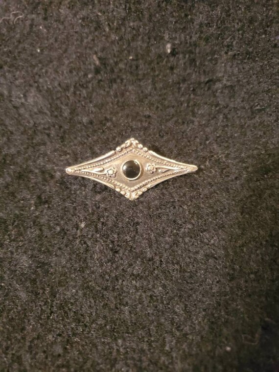 vintage brooch pin pewter Gem