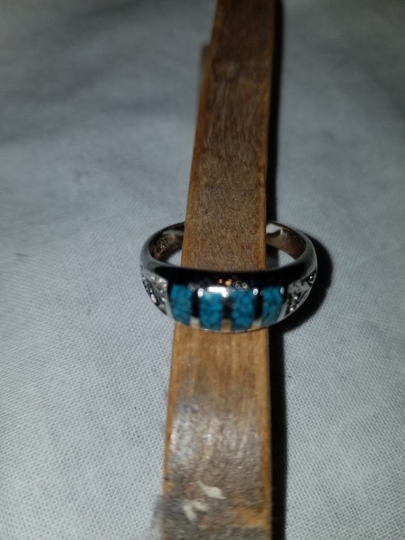 Vintage 90s turquoise ring, turquoise band ring, v