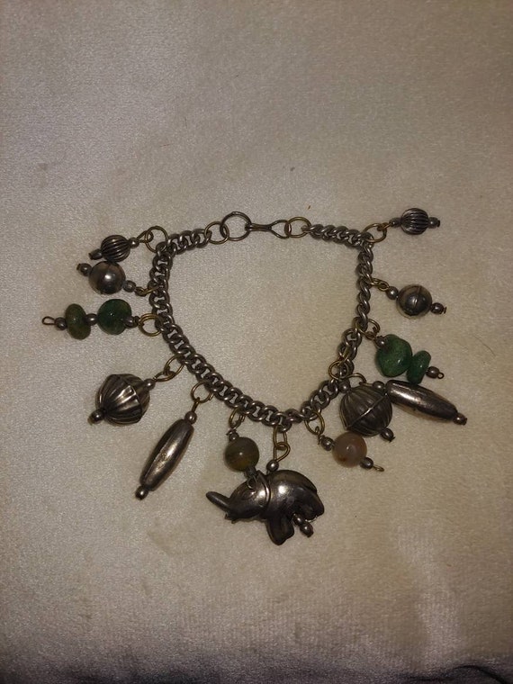 Vintage sterling silver charm bracelet, vintage S… - image 1