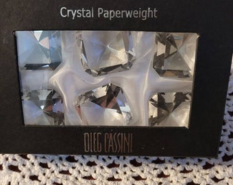 Vintage set of six  Oleg Cassini small Crystal paperweights.