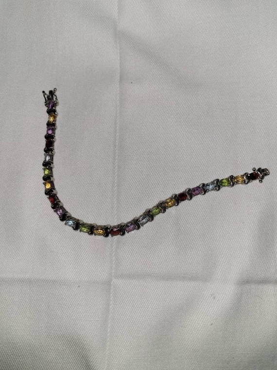 Vintage sterling silver and multi semi precious ge