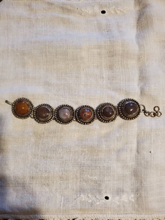 Vintage stone and Sterling silver bracelet, vinta