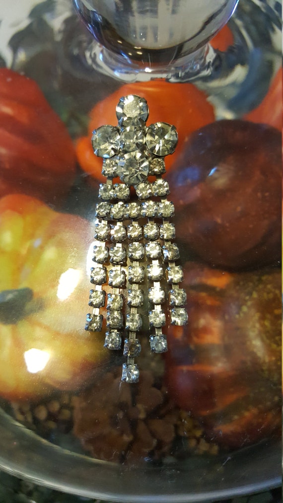 Vintage silver and crystal brooch, crystal brooch