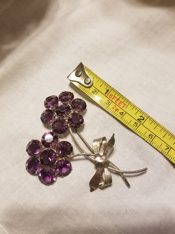 Large Sterling silver and amethyst brooch, sterli… - image 3