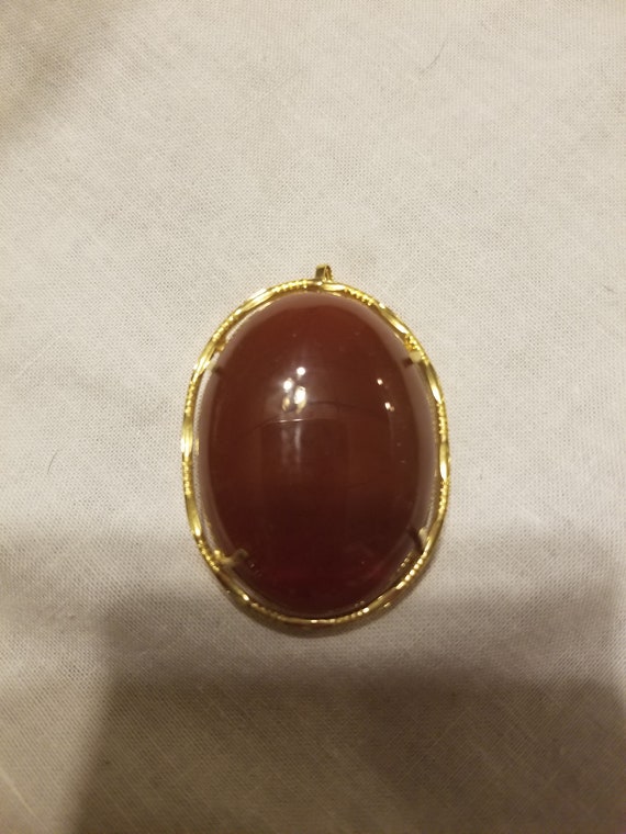 Vintage Amber Stone pendant/ brooch, amber colore… - image 6