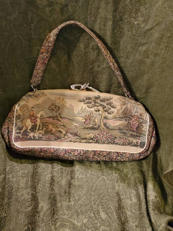 Vintage tapestry bag, vintage clutch, vintage pick