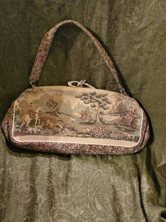 Vintage tapestry bag, vintage clutch, vintage pock