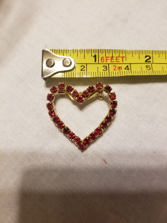 Heart brooch/pin, crystal heart pin - image 3