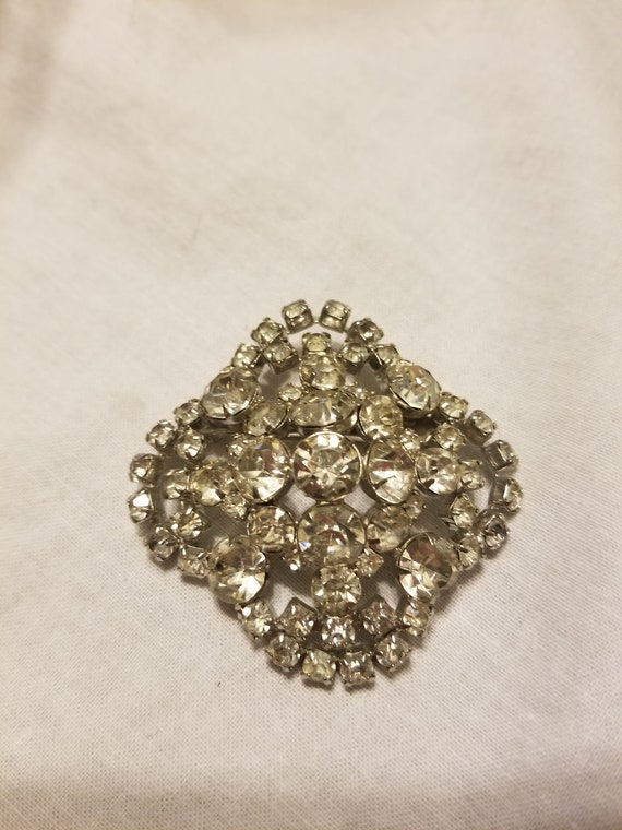 Vintage crystal brooch, vintage pin, crystal broo… - image 2