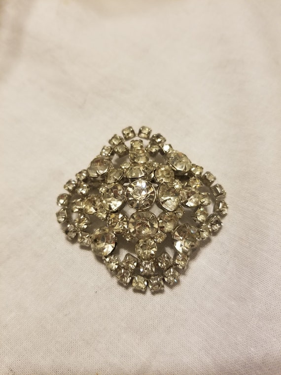 Vintage crystal brooch, vintage pin, crystal broo… - image 3