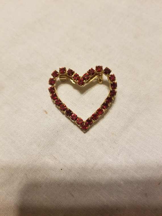 Heart brooch/pin, crystal heart pin