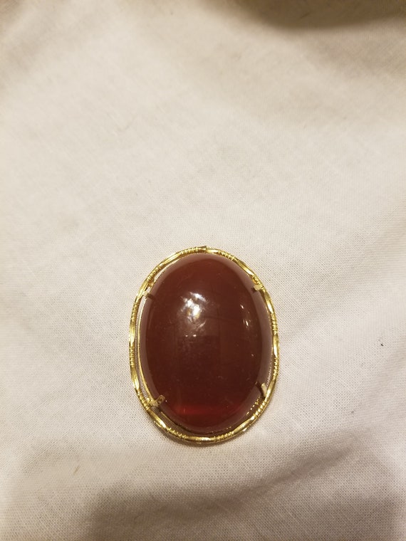 Vintage Amber Stone pendant/ brooch, amber colore… - image 2