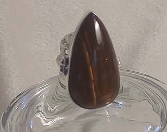 Vintage sterling silver and tigers eye ring vintage sterling silver ring, vintage tiger's eye ring