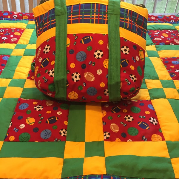 Sports Quilt and Tote for Baby or Child